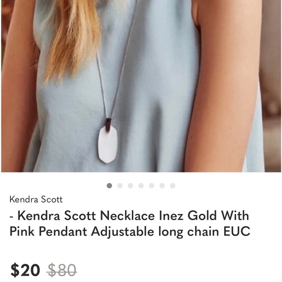 Kendra Scott Fuchsia Pendant Necklace with Gold Chain. Inez adjustable chain EUC - Picture 8 of 11